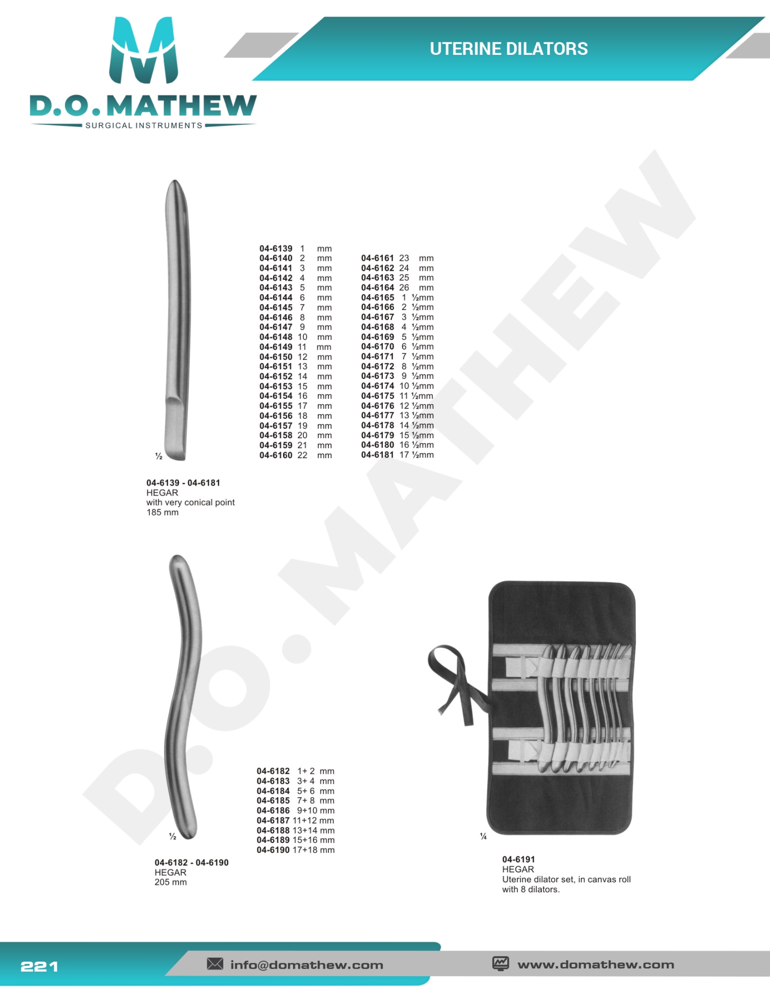 Utrine Dilators, Probes, Forceps, Myoma Instruments